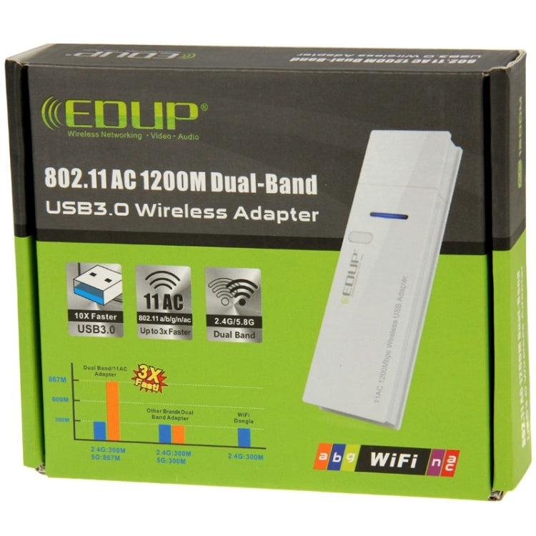 EDUP AC-1601 802.11AC 1200M Dual Band USB 3.0 Wifi Wireless Adapter, AC-1601 1200Mbps EDUP AC-1601 802.11AC 1200M Dual Band USB 3.0 Wifi Wireless Adapter, AC-1601 1200Mbps